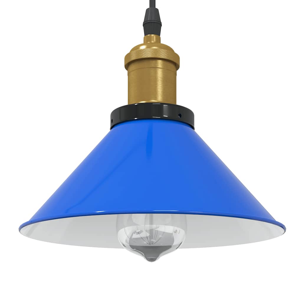 vidaXL Pendant Lamp Height Adjustable E27 Gloss Dark Blue Ø 22cm Metal