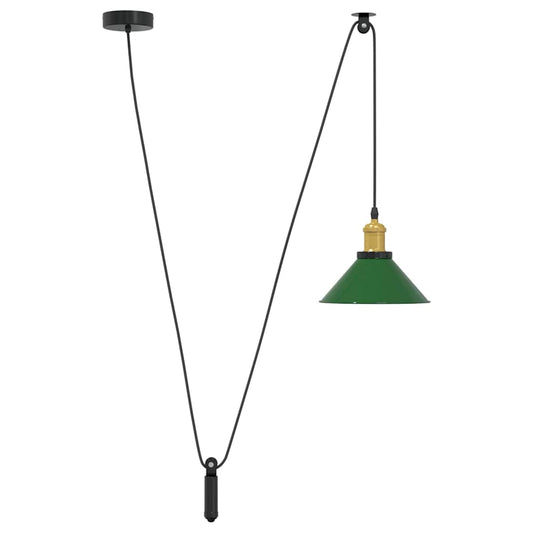 vidaXL Pendant Lamp Height Adjustable E27 Gloss Green Ø 22 cm Metal