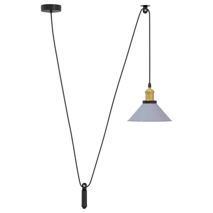 vidaXL Pendant Lamp Height Adjustable E27 Gloss Grey Ø 22 cm Metal
