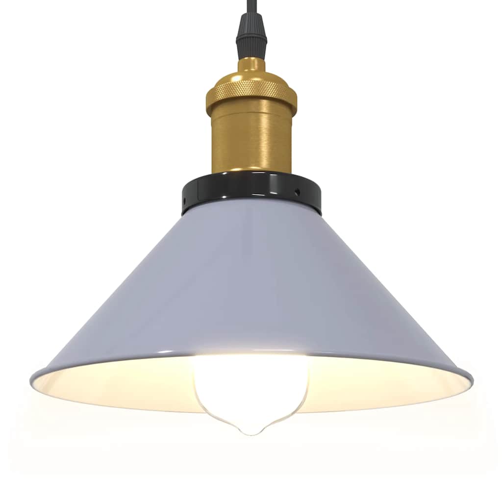 vidaXL Pendant Lamp Height Adjustable E27 Gloss Grey Ø 22 cm Metal