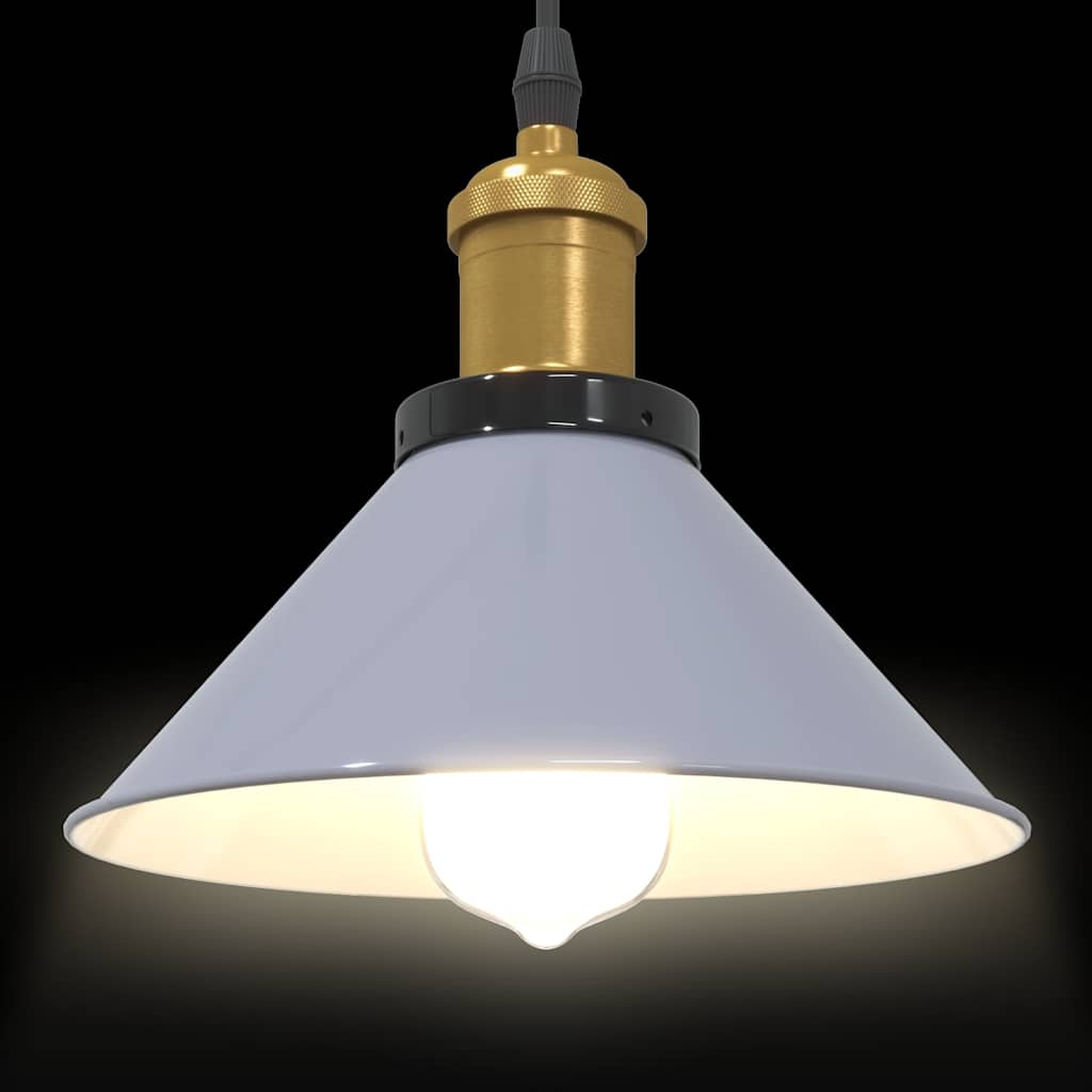 vidaXL Pendant Lamp Height Adjustable E27 Gloss Grey Ø 22 cm Metal