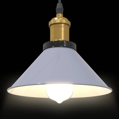 vidaXL Pendant Lamp Height Adjustable E27 Gloss Grey Ø 22 cm Metal