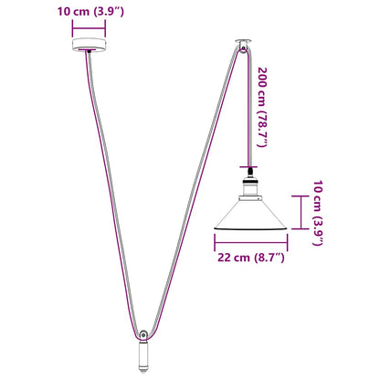 vidaXL Pendant Lamp Height Adjustable E27 Gloss Grey Ø 22 cm Metal