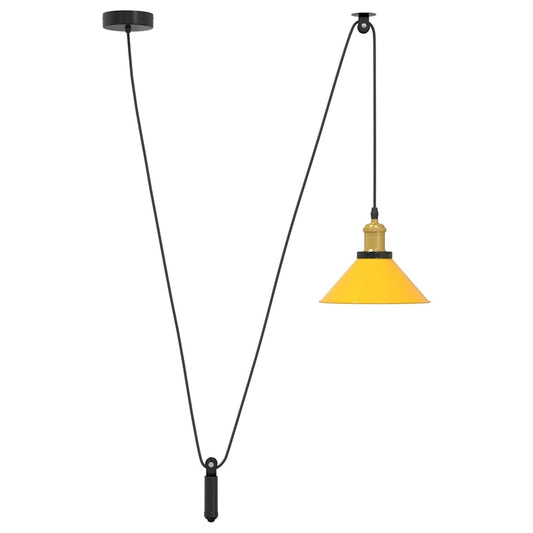 vidaXL Pendant Lamp Height Adjustable E27 Gloss Yellow Ø 22 cm Metal