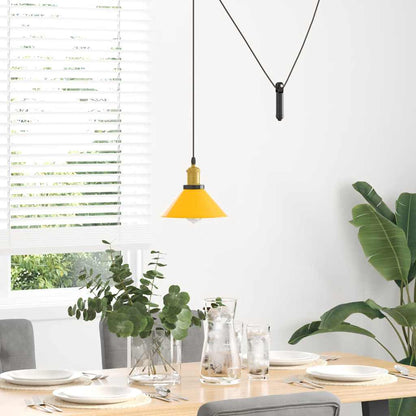 vidaXL Pendant Lamp Height Adjustable E27 Gloss Yellow Ø 22 cm Metal