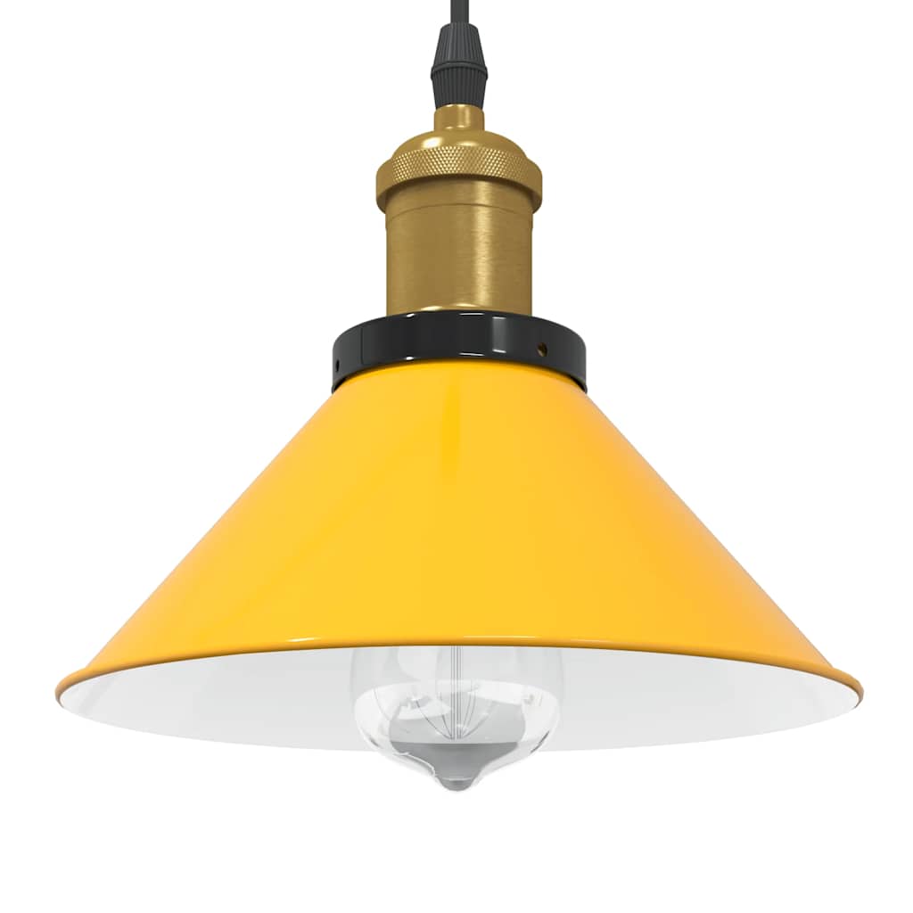 vidaXL Pendant Lamp Height Adjustable E27 Gloss Yellow Ø 22 cm Metal