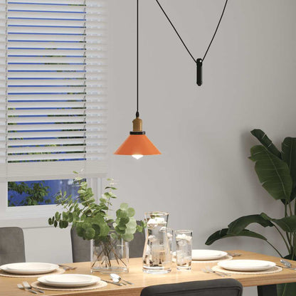 vidaXL Pendant Lamp Height Adjustable E27 Gloss Orange Ø 22 cm Metal