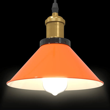 vidaXL Pendant Lamp Height Adjustable E27 Gloss Orange Ø 22 cm Metal