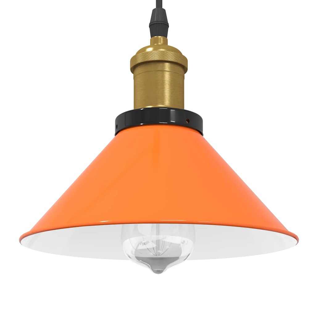 vidaXL Pendant Lamp Height Adjustable E27 Gloss Orange Ø 22 cm Metal