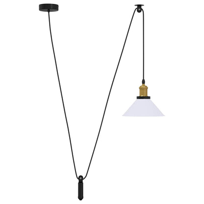 vidaXL Pendant Lamp Height Adjustable E27 Gloss White Ø 22 cm Metal