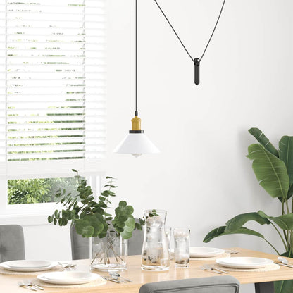 vidaXL Pendant Lamp Height Adjustable E27 Gloss White Ø 22 cm Metal