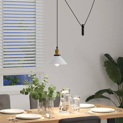 vidaXL Pendant Lamp Height Adjustable E27 Gloss White Ø 22 cm Metal