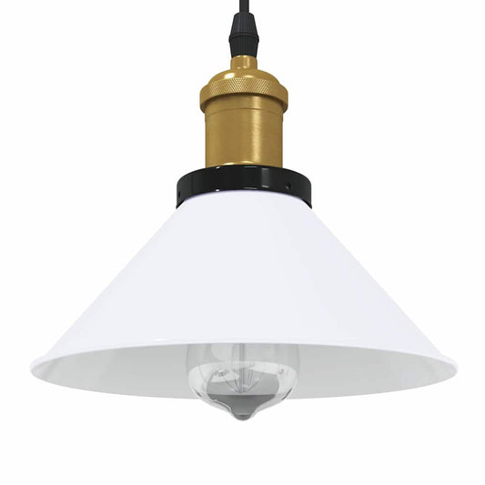 vidaXL Pendant Lamp Height Adjustable E27 Gloss White Ø 22 cm Metal