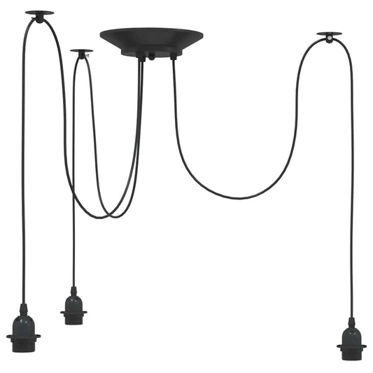 vidaXL Pendant Lamp with 3 Lamp Holders E27 Black Metal