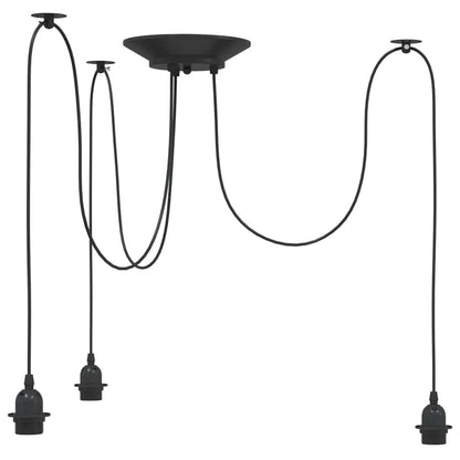vidaXL Pendant Lamp with 3 Lamp Holders E27 Black Metal