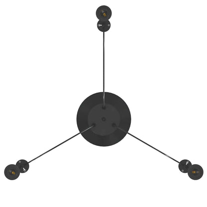 vidaXL Pendant Lamp with 3 Lamp Holders E27 Black Metal