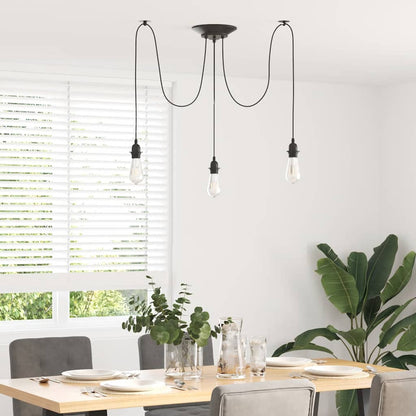 vidaXL Pendant Lamp with 3 Lamp Holders E27 Black Metal