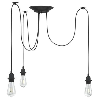 vidaXL Pendant Lamp with 3 Lamp Holders E27 Black Metal