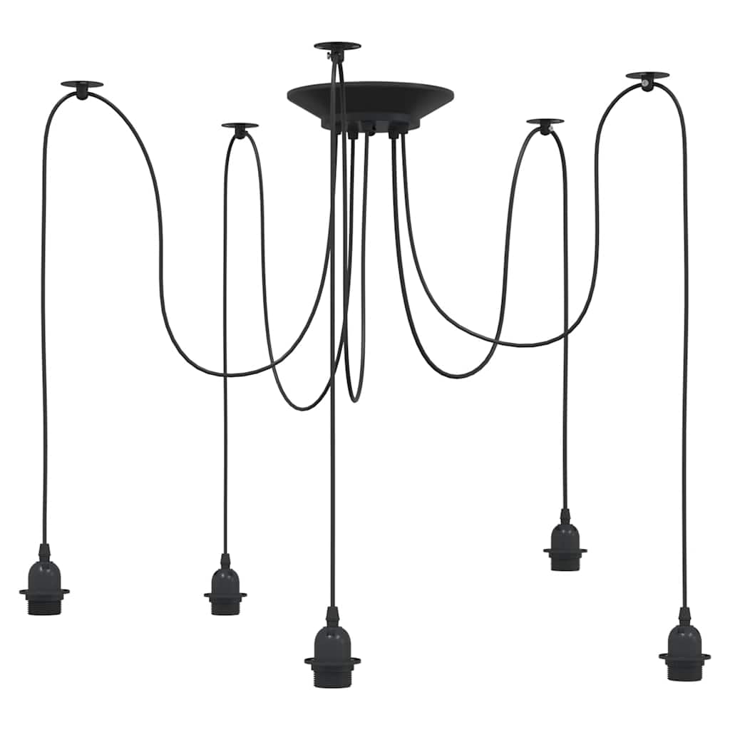 vidaXL Pendant Lamp with 5 Lamp Holders E27 Black Metal