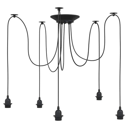 vidaXL Pendant Lamp with 5 Lamp Holders E27 Black Metal