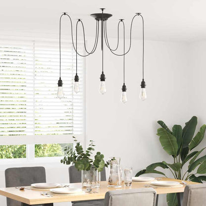 vidaXL Pendant Lamp with 5 Lamp Holders E27 Black Metal
