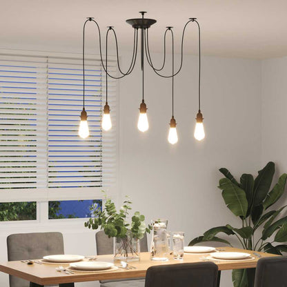 vidaXL Pendant Lamp with 5 Lamp Holders E27 Black Metal