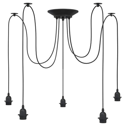 vidaXL Pendant Lamp with 5 Lamp Holders E27 Black Metal