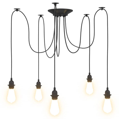 vidaXL Pendant Lamp with 5 Lamp Holders E27 Black Metal