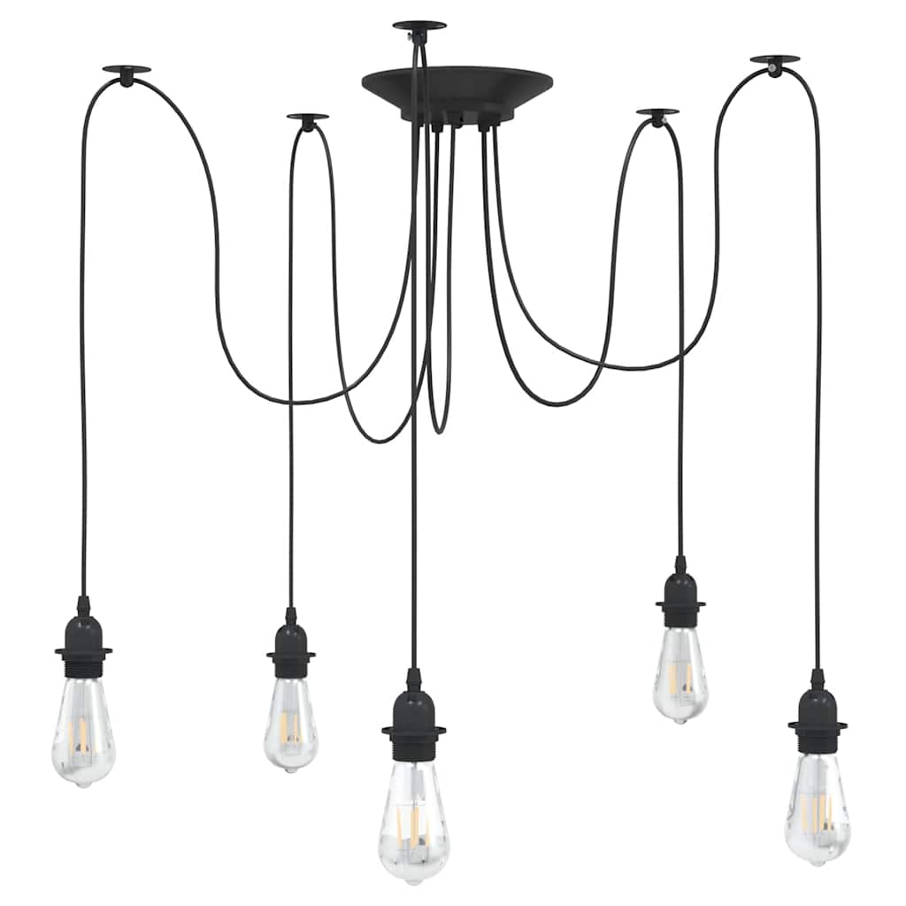 vidaXL Pendant Lamp with 5 Lamp Holders E27 Black Metal