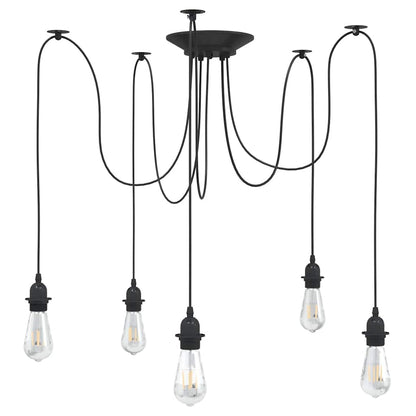 vidaXL Pendant Lamp with 5 Lamp Holders E27 Black Metal