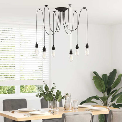 vidaXL Pendant Lamp with 6 Lamp Holders E27 Black Metal