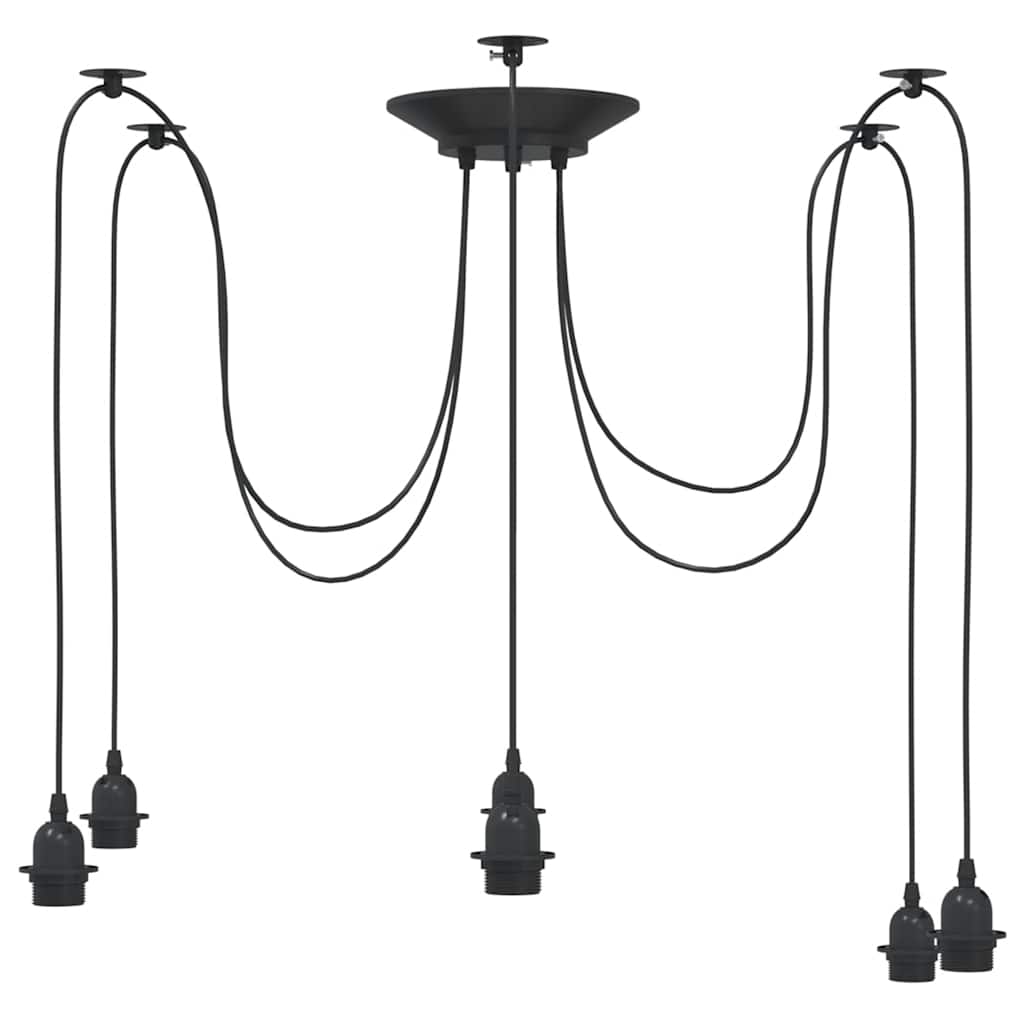 vidaXL Pendant Lamp with 6 Lamp Holders E27 Black Metal