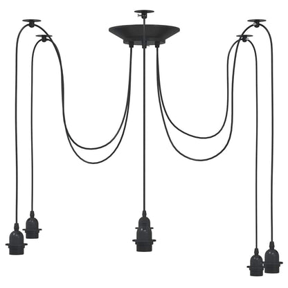 vidaXL Pendant Lamp with 6 Lamp Holders E27 Black Metal
