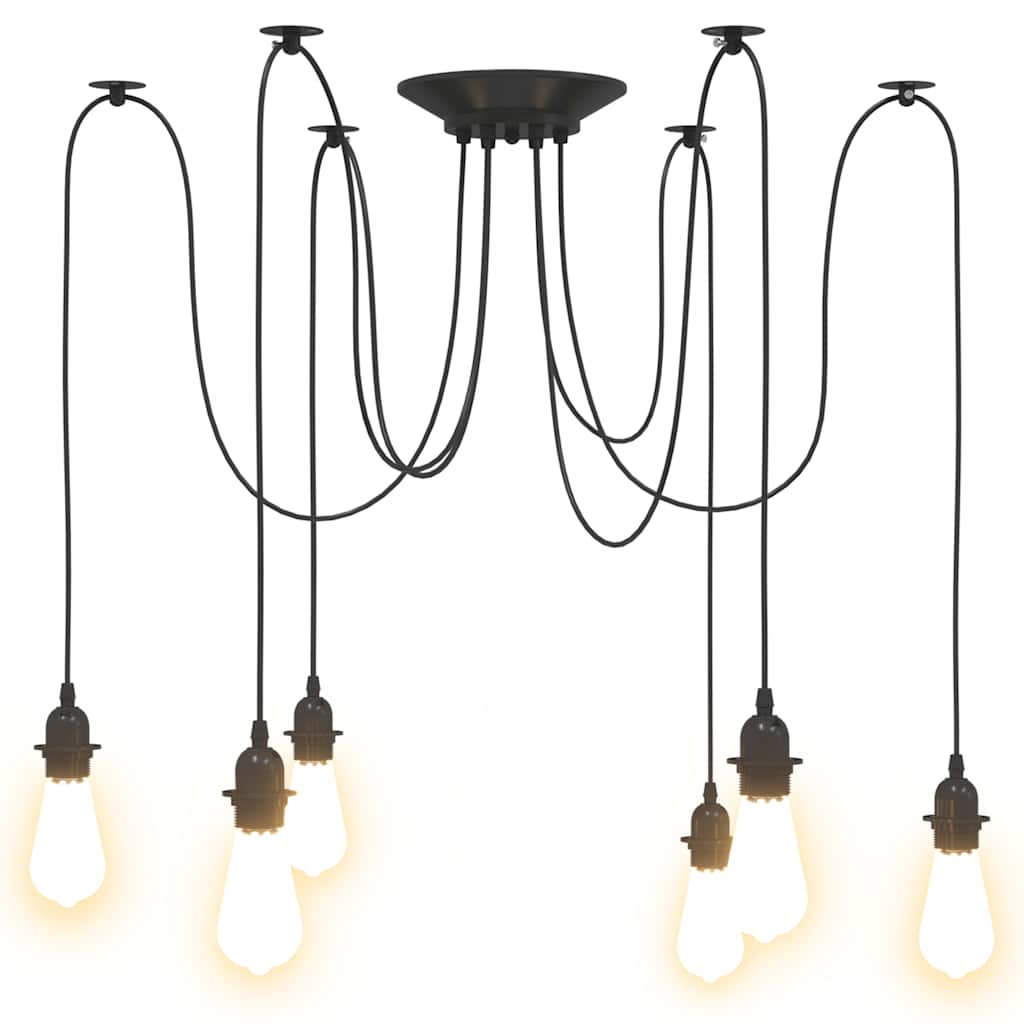 vidaXL Pendant Lamp with 6 Lamp Holders E27 Black Metal
