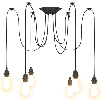 vidaXL Pendant Lamp with 6 Lamp Holders E27 Black Metal
