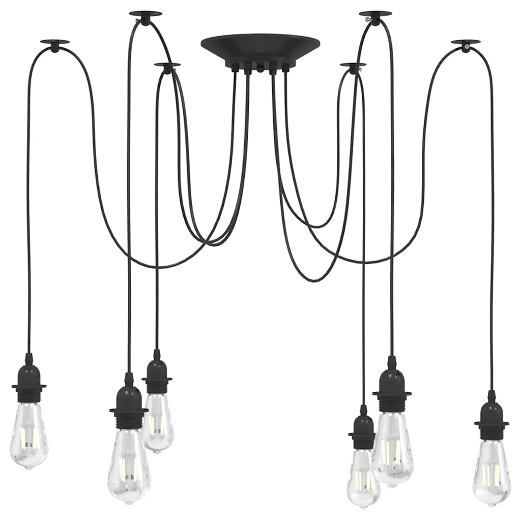 vidaXL Pendant Lamp with 6 Lamp Holders E27 Black Metal