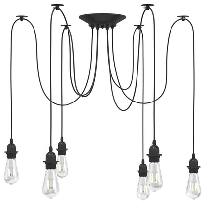 vidaXL Pendant Lamp with 6 Lamp Holders E27 Black Metal