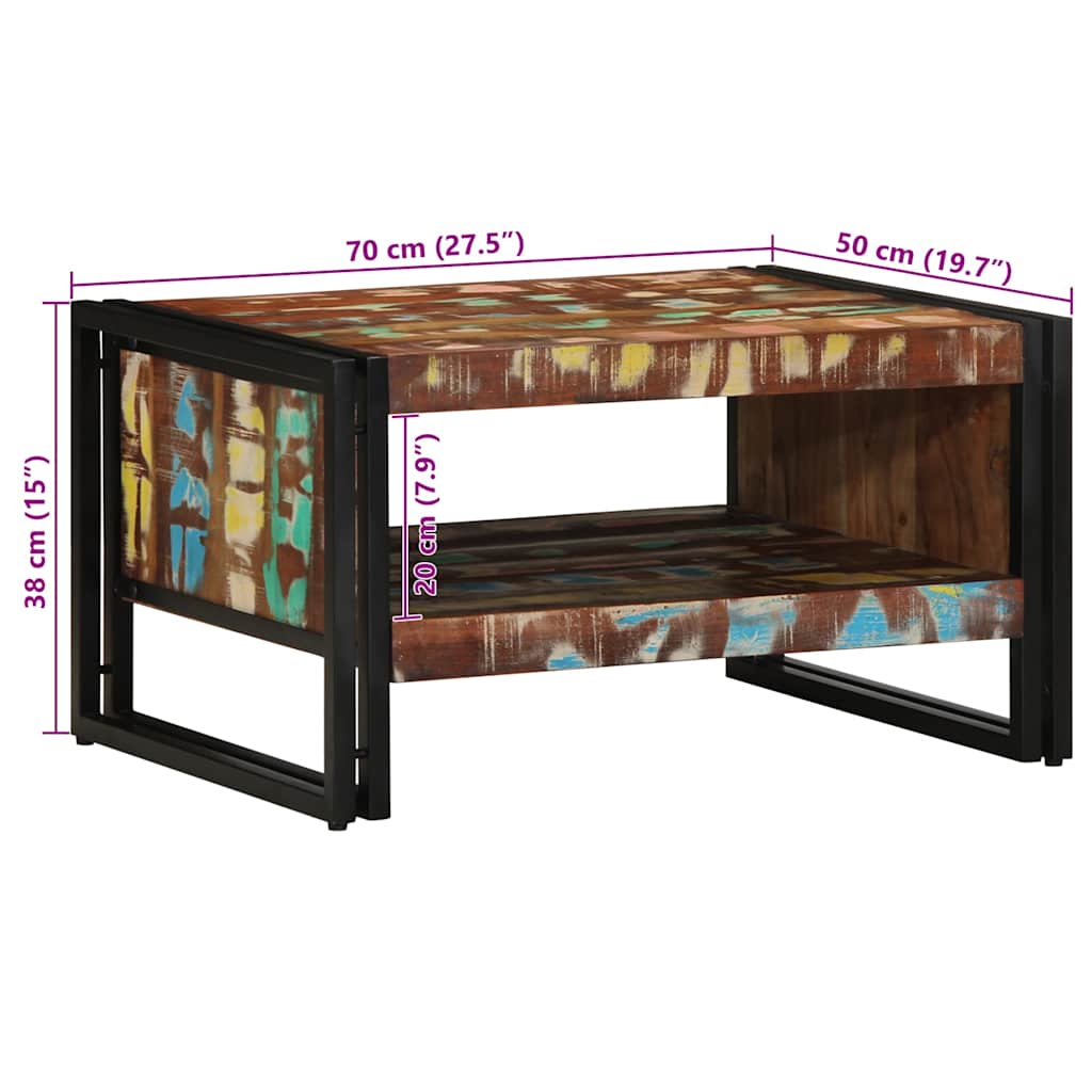 vidaXL Coffee Table Multicolour 70x50x38 cm Solid Wood Reclaimed