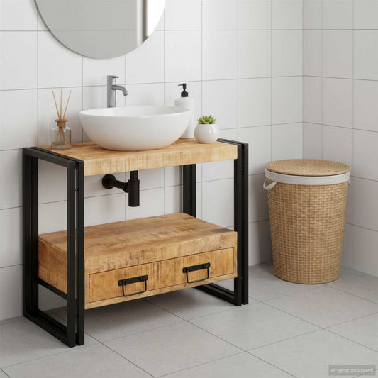 vidaXL Vanity Cabinet Brown 71 x 33 x 58 cm Solid Mango Wood