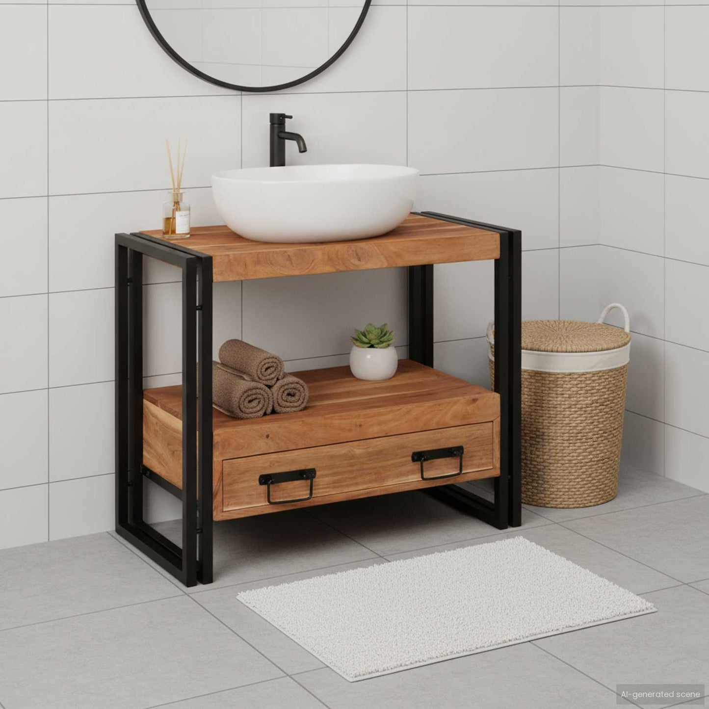 vidaXL Vanity Cabinet Brown 71 x 33 x 58 cm Solid Acacia Wood