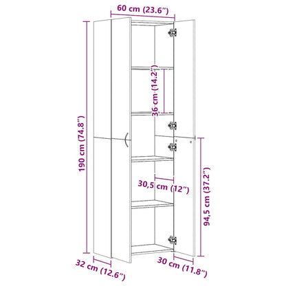 vidaXL Highboard Old Wood 60x32x190 cm Engineered Wood