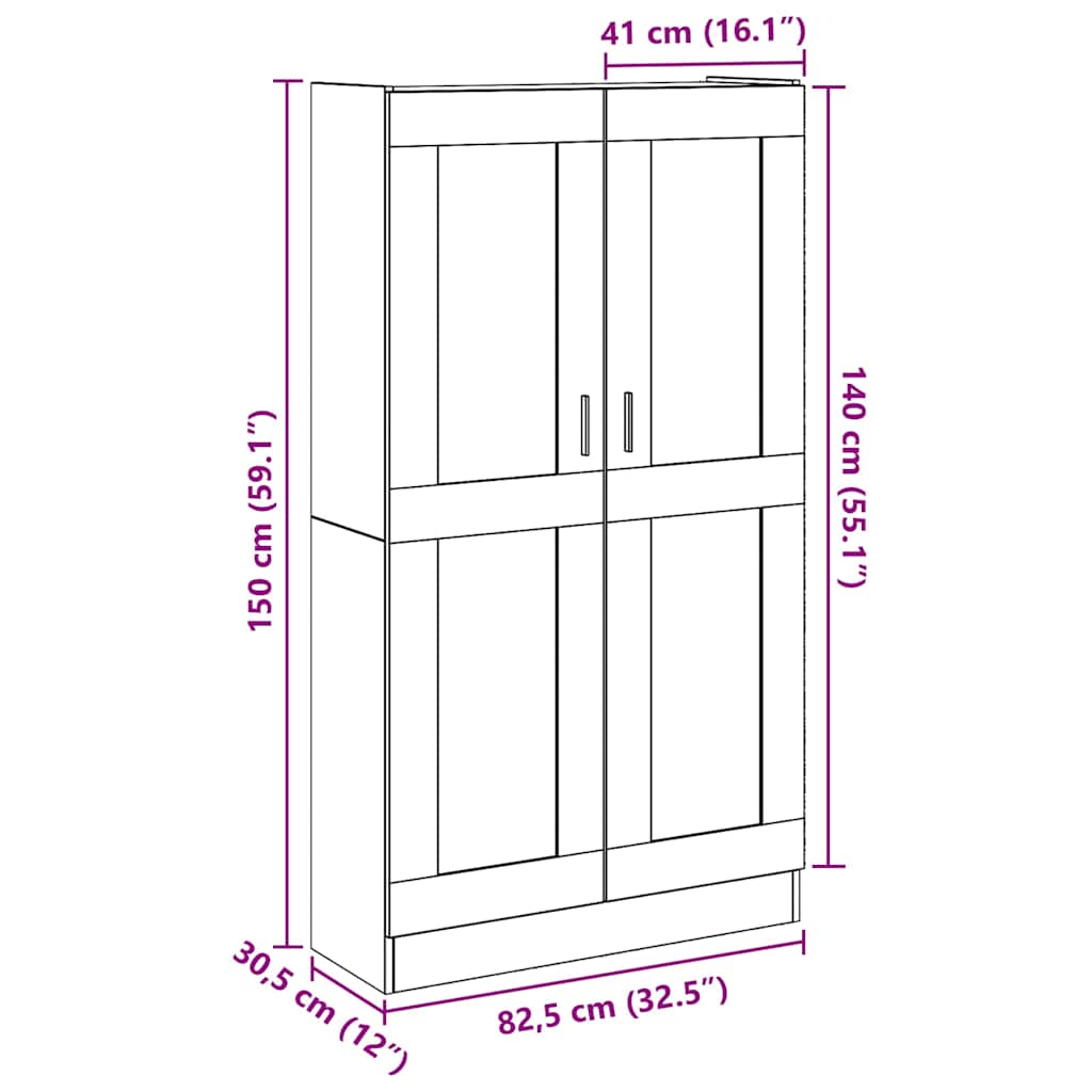 vidaXL Highboard Old Wood 82,5x30,5x150 cm Engineered Wood