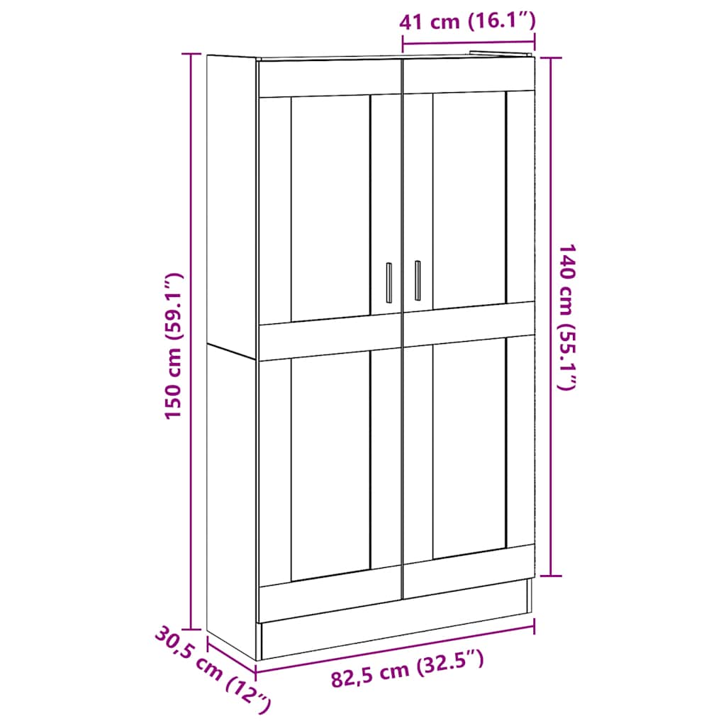 vidaXL Highboard Artisan Oak 82,5x30,5x150 cm Engineered Wood