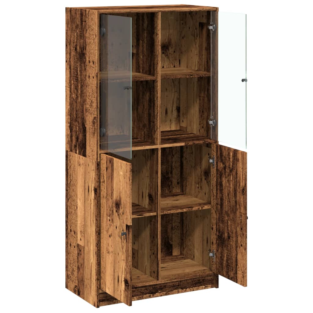 vidaXL Highboard with Doors Old Wood 68x37x142 cm Engineered Wood