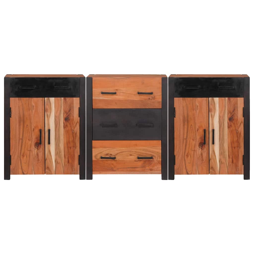 vidaXL Sideboard 3 pcs Brown 165 x 30 x 75 cm Solid Acacia Wood