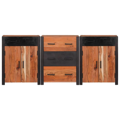 vidaXL Sideboard 3 pcs Brown 165 x 30 x 75 cm Solid Acacia Wood