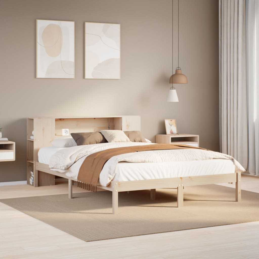 vidaXL Bookcase Bed without Mattress 135x190 cm Double Solid Wood Pine