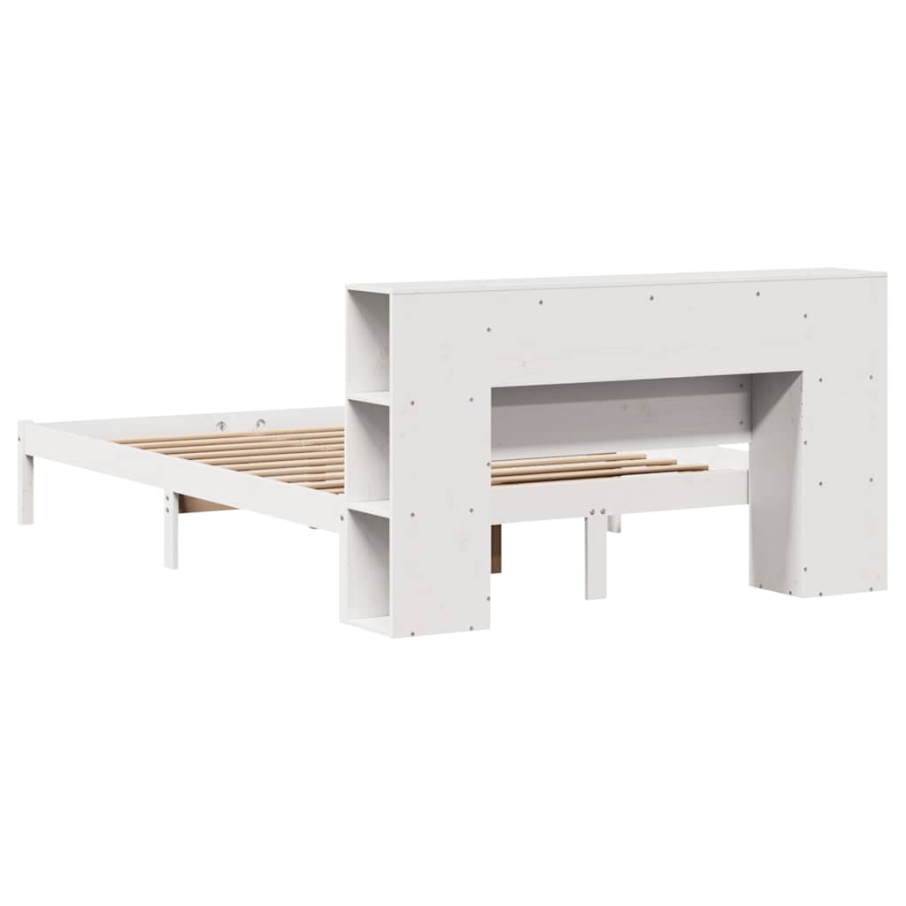 vidaXL Bookcase Bed without Mattress White 135x190 cm Double Solid Wood Pine