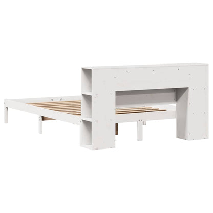 vidaXL Bookcase Bed without Mattress White 135x190 cm Double Solid Wood Pine