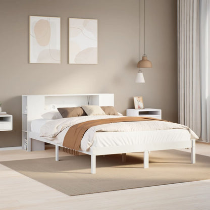 vidaXL Bookcase Bed without Mattress White 135x190 cm Double Solid Wood Pine
